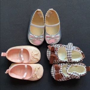 3 pairs of baby shoes: carters, Janie and Jack